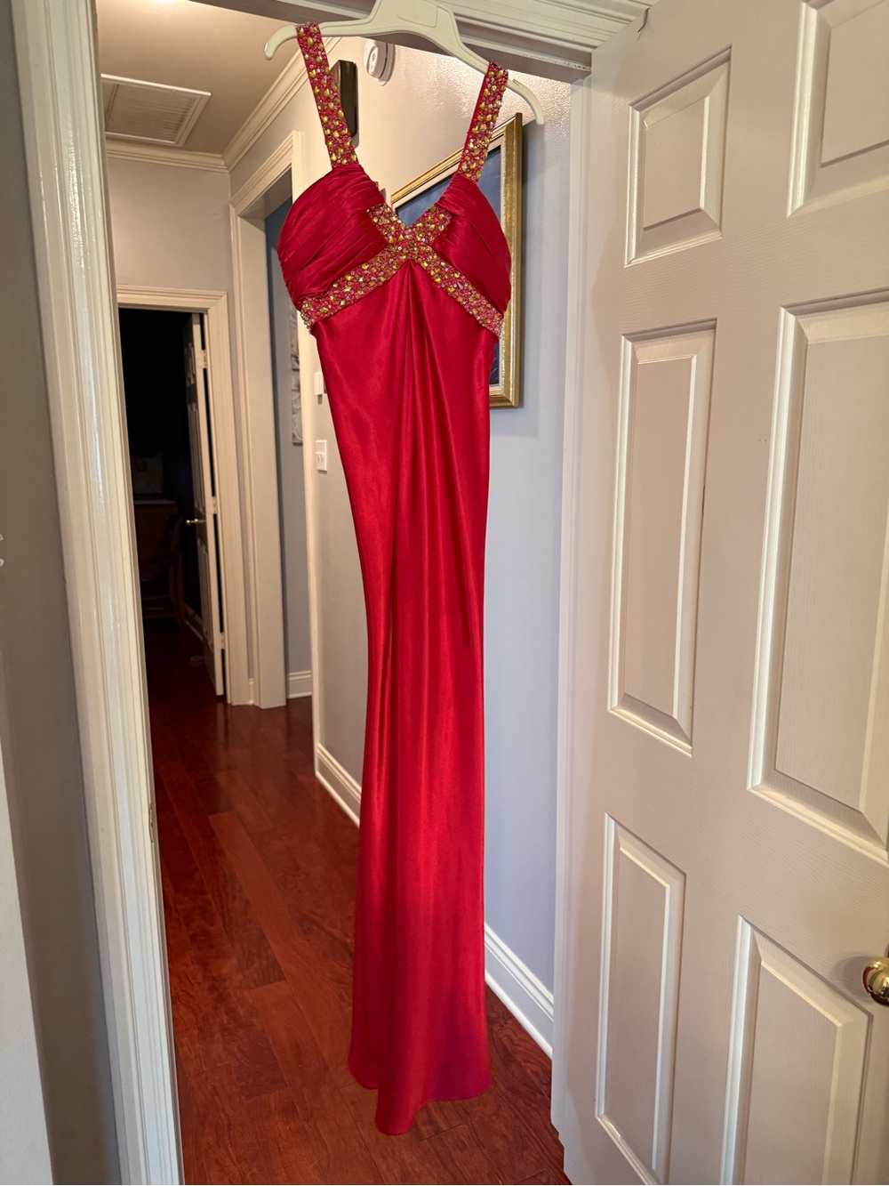 Maggie Sottero Red Beaded Prom Gown